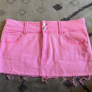 mini hot pink lots of stretch denim skirt